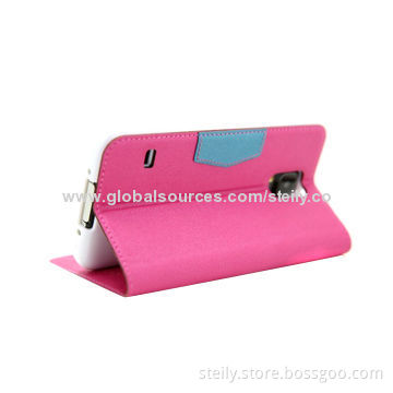 Commercial style window plug-in card leather mobile phone case for Samsung Galaxy S5